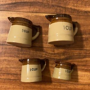 Set of 4 Vintage Ceramic Cups Brown and Beige